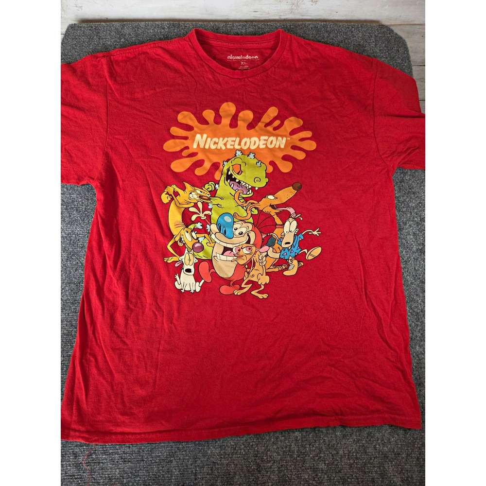 2022 Nickelodeon Nicktoons T-Shirt Adult XL Red Reptar CatDog Ren Stimpy